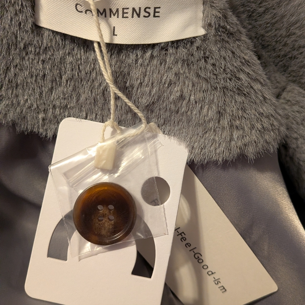 Women's Gray Belted Teddy Coat By COMMENSE Oversized L - Picture 13 of 15